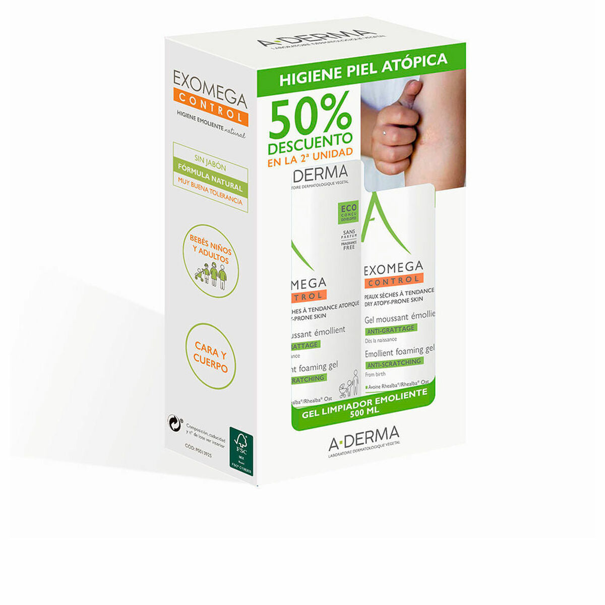 Cleansing Foam A-Derma Exomega Control Gel Espumoso Emoliente 500 ml 2 Pieces-0