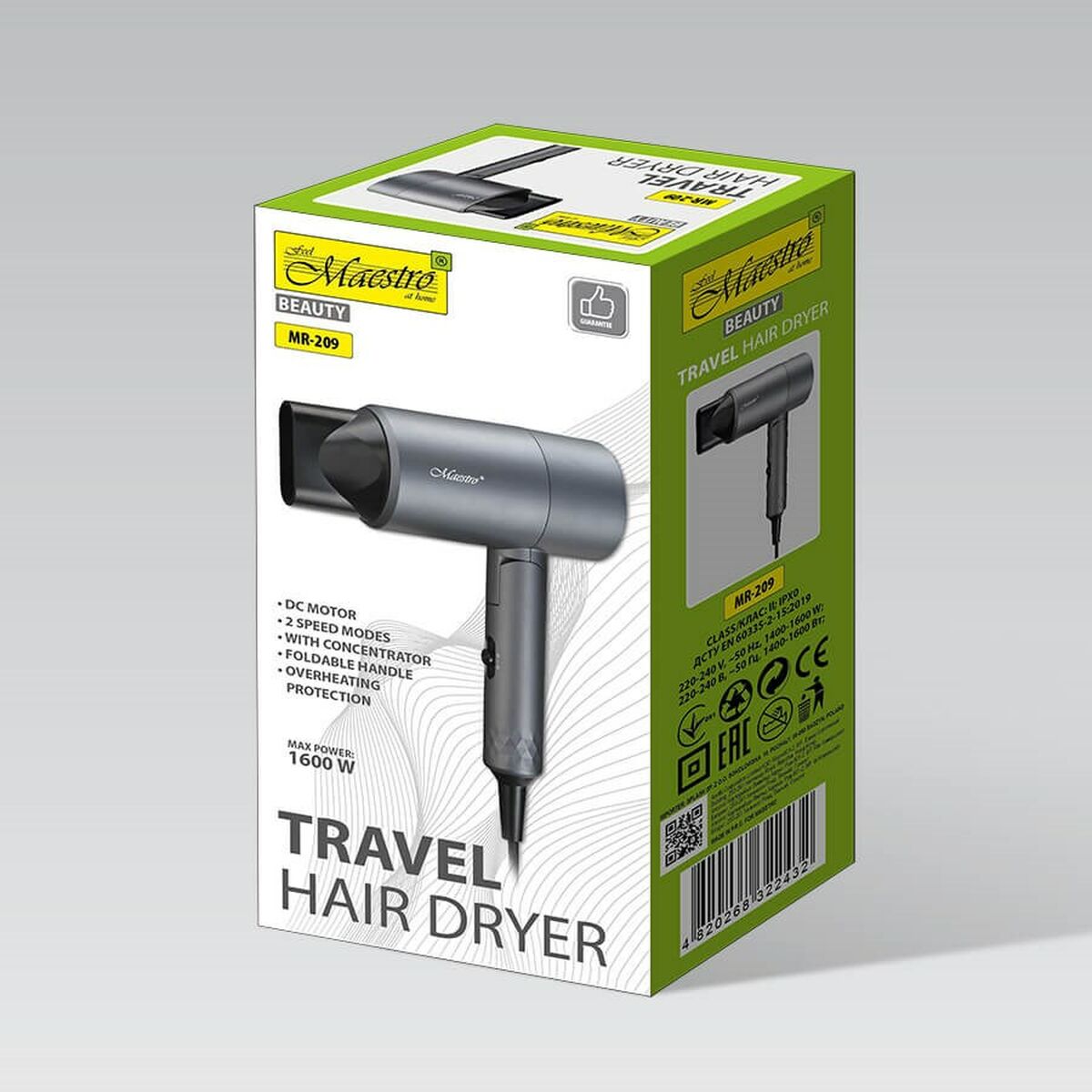 Hairdryer Feel Maestro MR-209 Black Graphite 1600 W-2