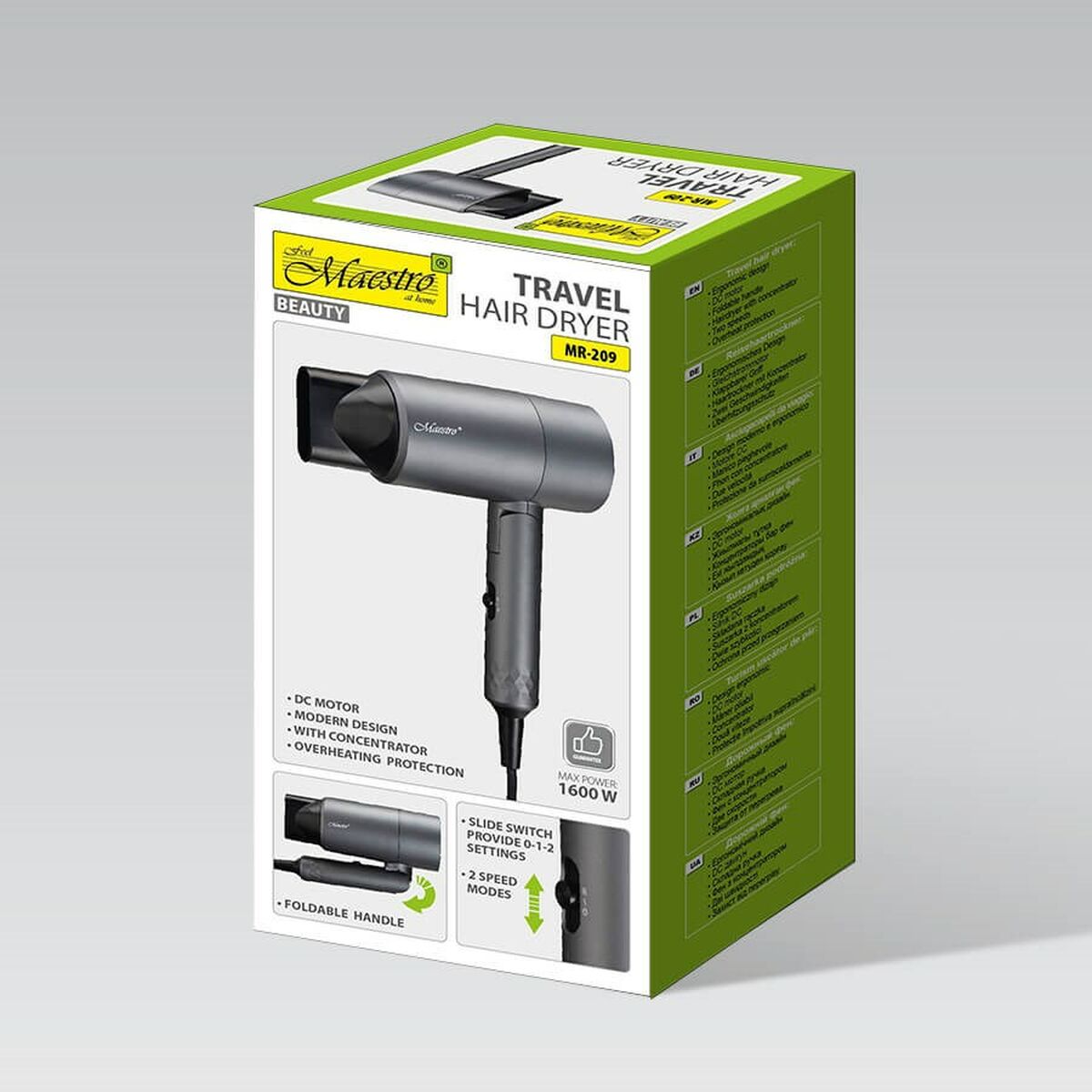 Hairdryer Feel Maestro MR-209 Black Graphite 1600 W-1