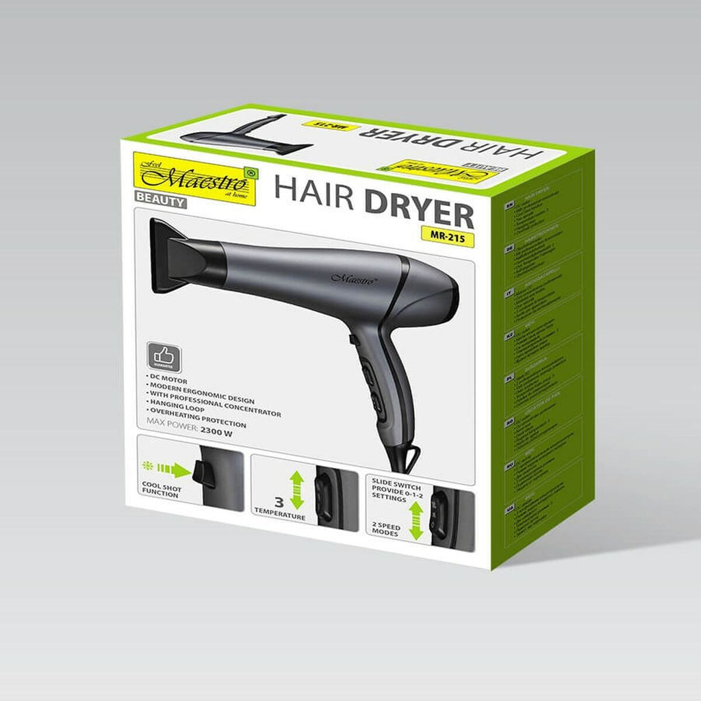 Hairdryer Feel Maestro MR-215 Black Graphite 2300 W-1