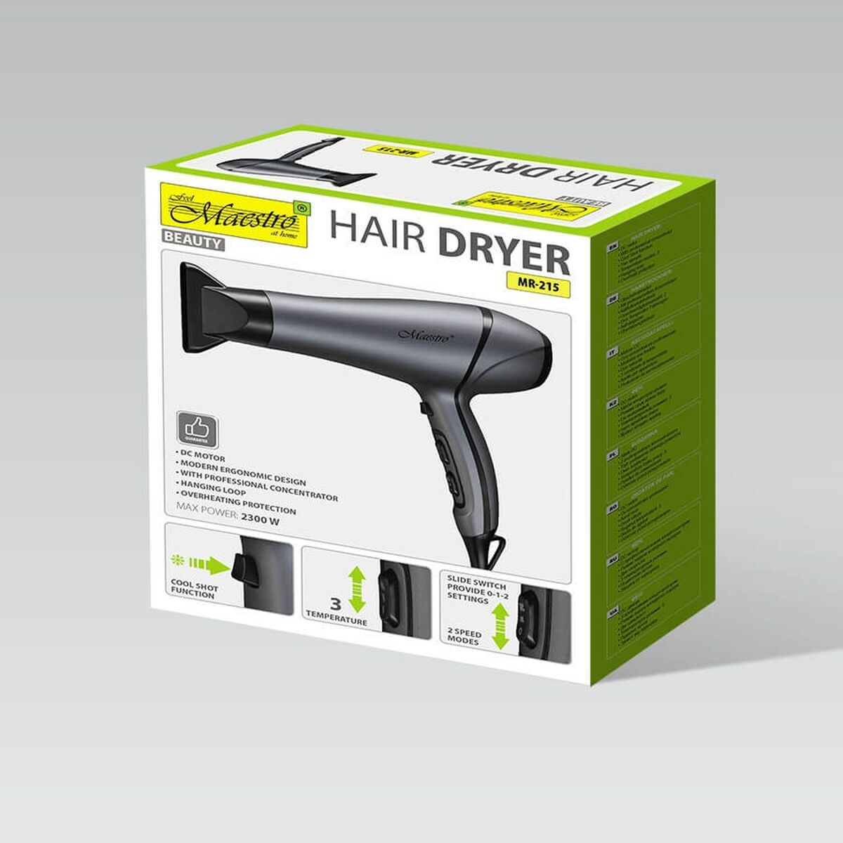 Hairdryer Feel Maestro MR-215 Black Graphite 2300 W-1