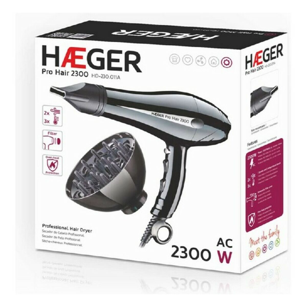 Hairdryer Haeger HD-230.011B 2300 W Black 2300 W-1