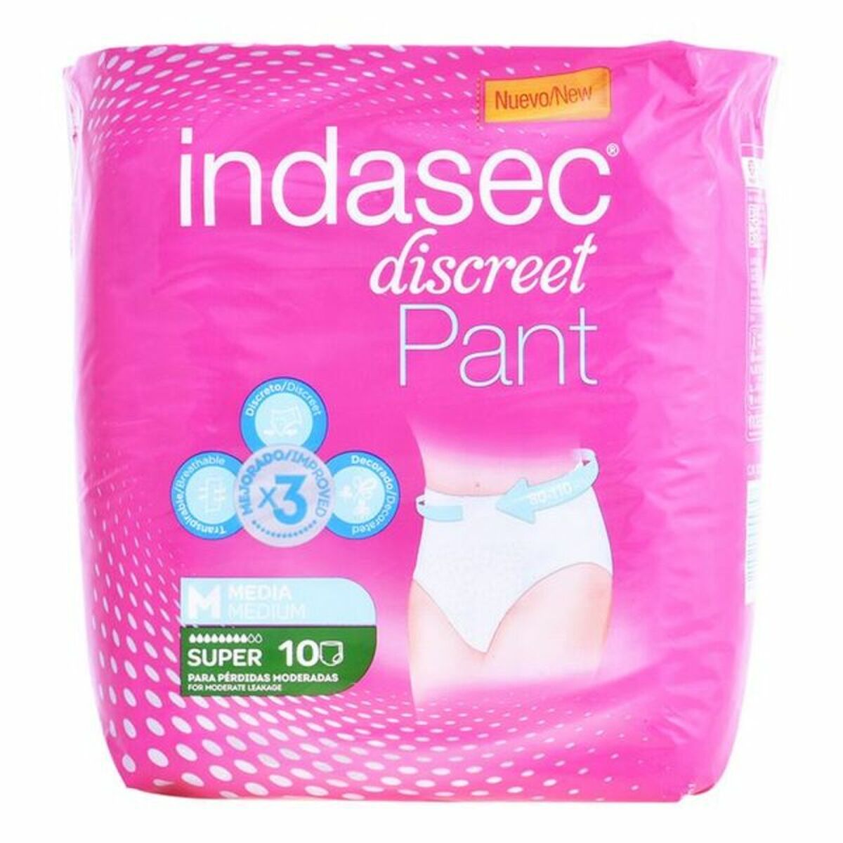 Incontinence Nappies Pant Super Talla Mediana Indasec Pant Super (10 uds)-0
