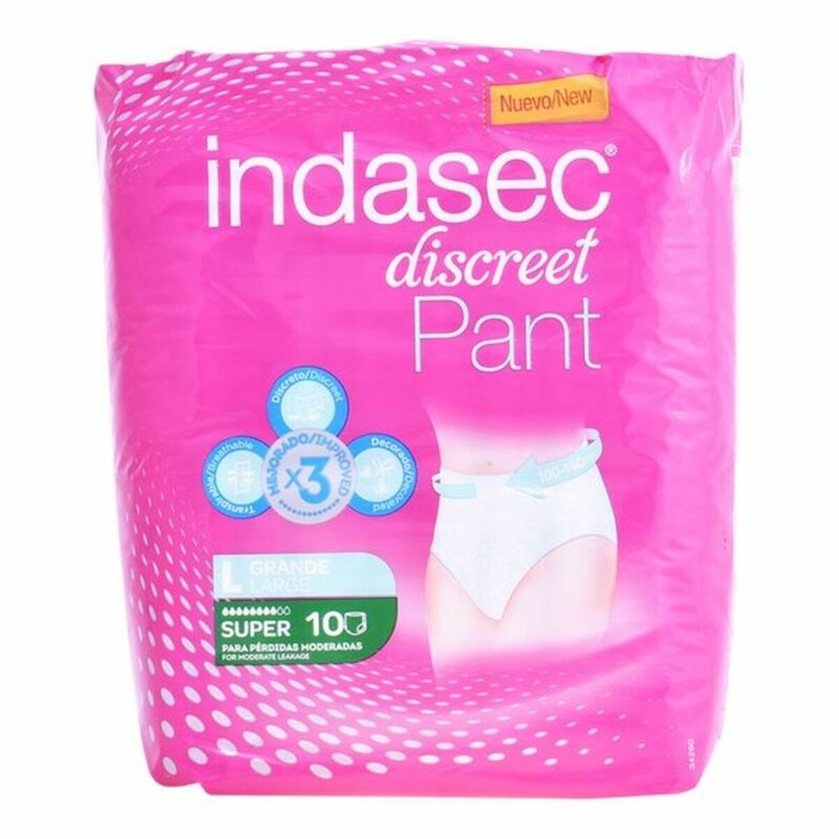 Incontinence Nappies Pant Super Talla Grande Indasec 3821866 (10 uds)-0
