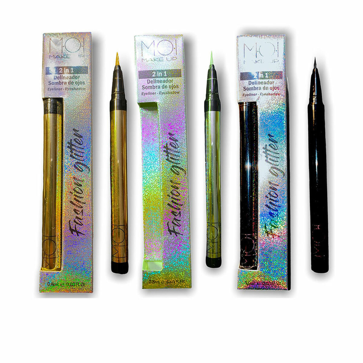 Eyeliner MOI Glitter Yellow Black Green 3 Pieces-0