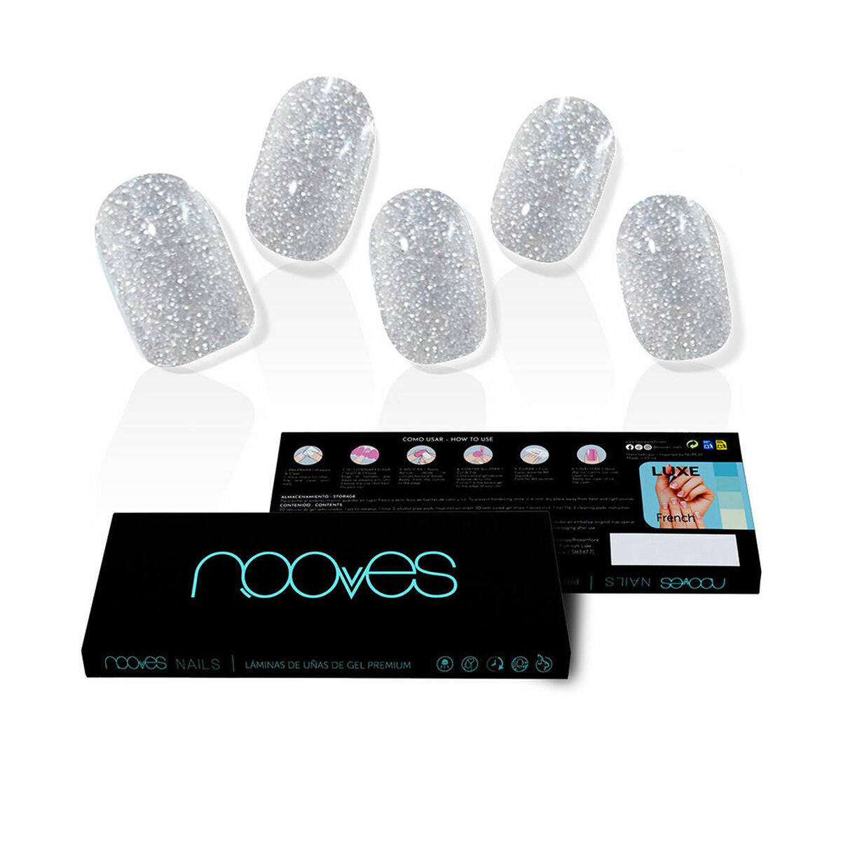 Gel Nail Foils Nooves Glitter grey (20 Units)-0