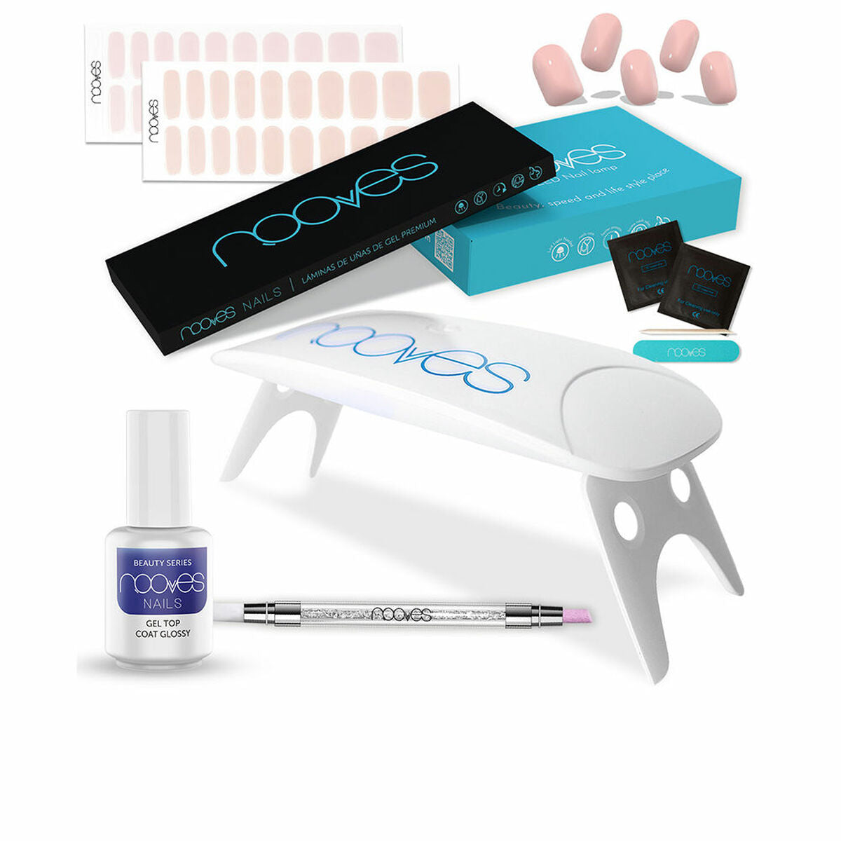 Manicure Set Nooves Premium Light Pink Gel Nail Strips 8 Pieces-0