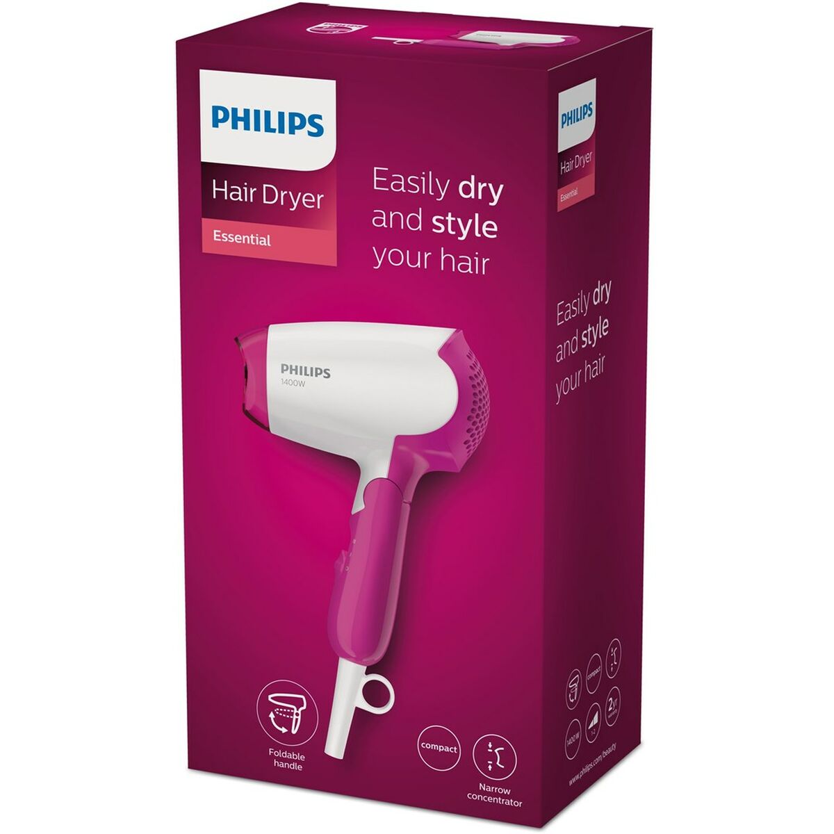 Hairdryer Philips BHD003/00 White Pink 1400 W-1
