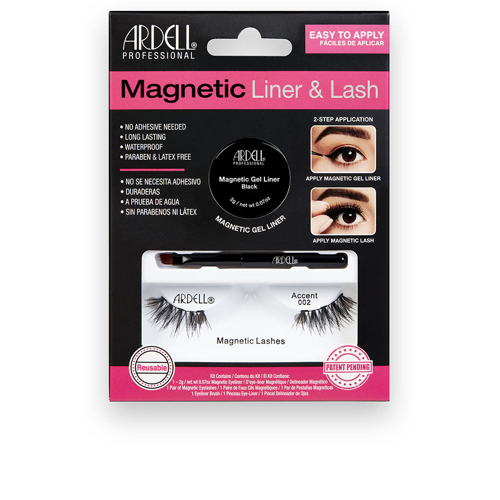 MAGNETIC LINER & LASH ACCENT pestañas #002 + gel liner 3 u-0