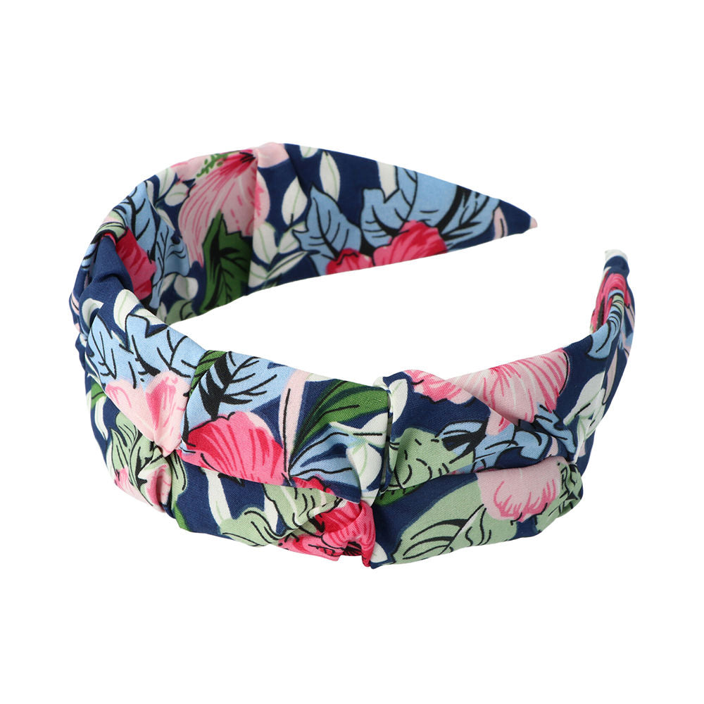 HEADBAND floral fabric with blue background 1 u-0