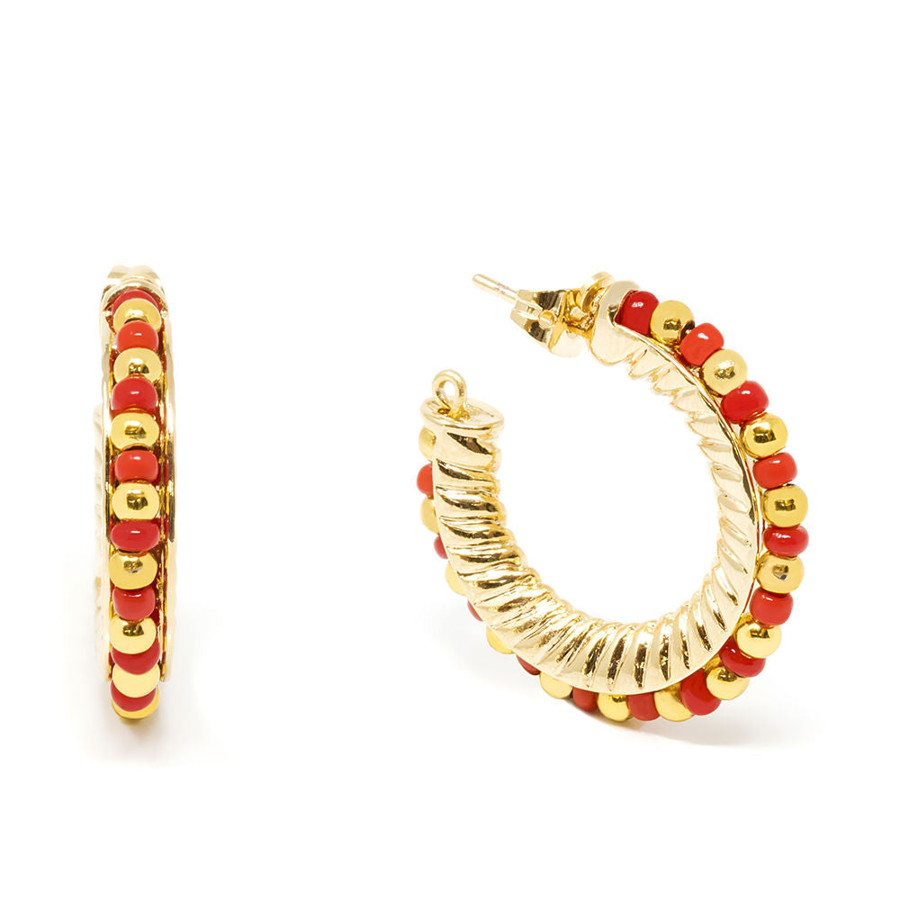 ETHIOPIA RED 2CM earrings #shiny gold 1 u-0