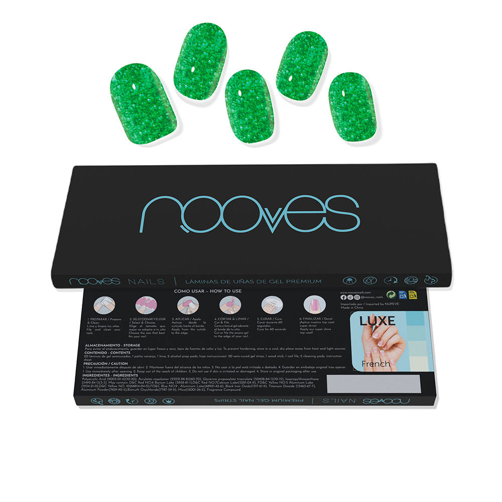 GEL NAIL SHEETS jade glitter glam #glitter green 20 u-0