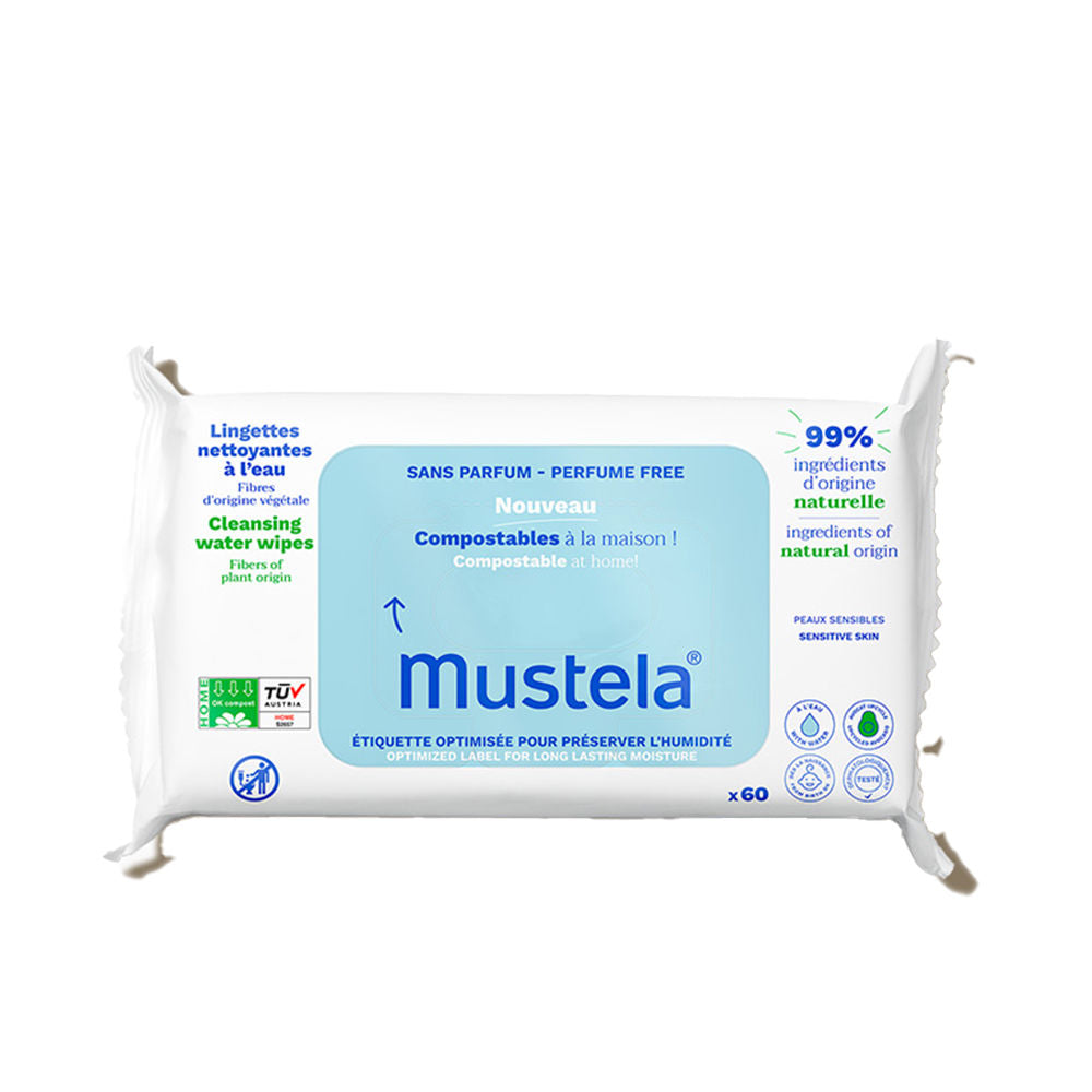 BABY-CHILD unscented water-based wipes compostable at home 60 units-0